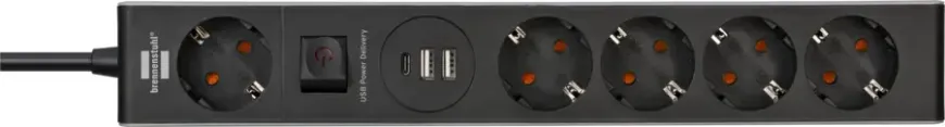 Brennenstuhl stekkerdoos 5-voudig met 2 USB-A en 1 USB-C poort