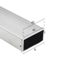 Buis rechthoekig aluminium brut 40x20x2000x1,5mm