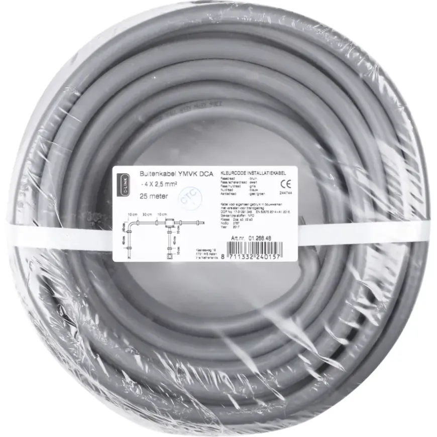 Buitenkabel YMVK 4x2,5 mm² 25 Meter