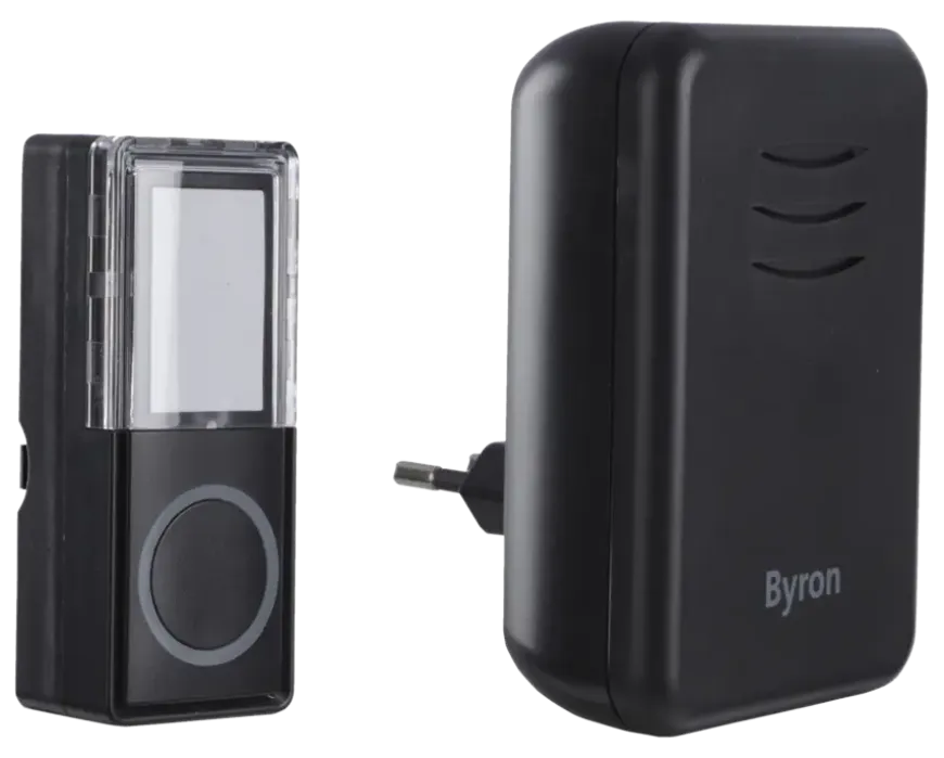 Byron DBY-22352 Draadloze deurbelset plugin 150m Zwart