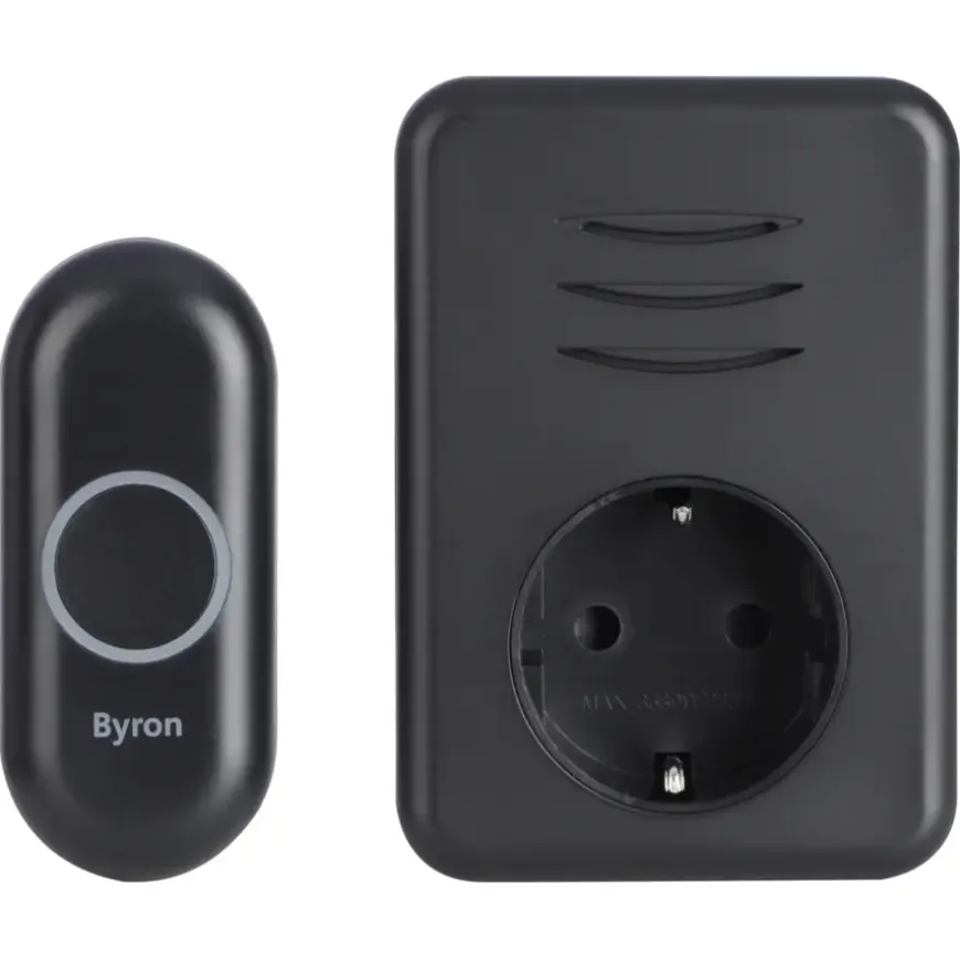 Byron DBY-22353 Draadloze deurbelset plugin met stopcontact 150m zwart