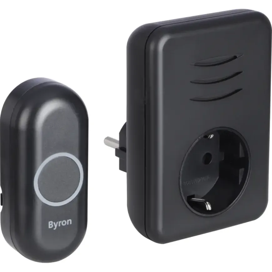 Byron DBY-22353 Draadloze deurbelset plugin met stopcontact 150m zwart