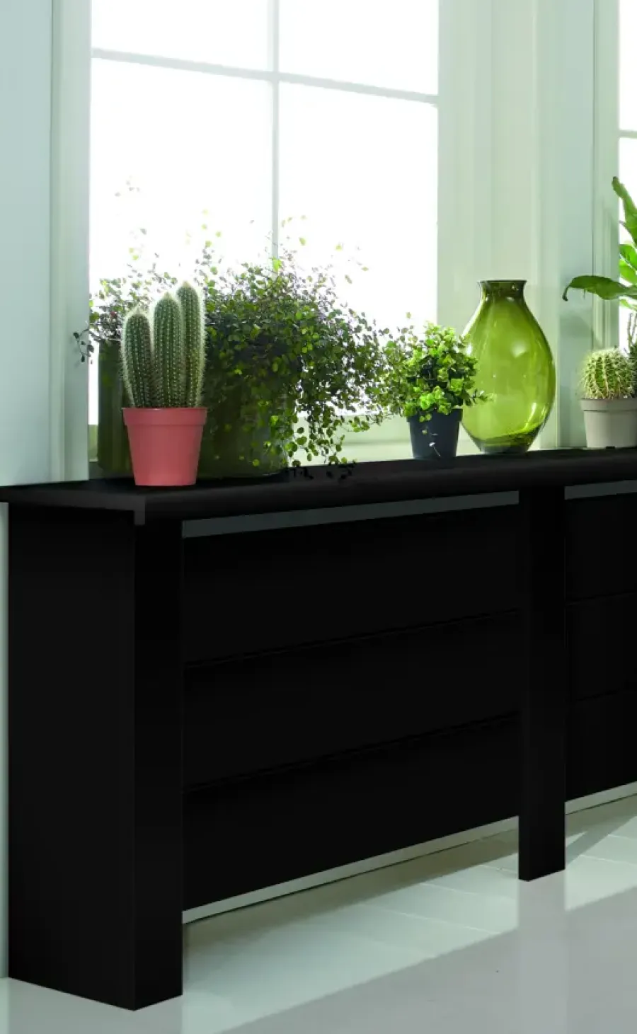 CanDo Vensterbank Radiatorbekleding Zwart MDF 160x30 cm