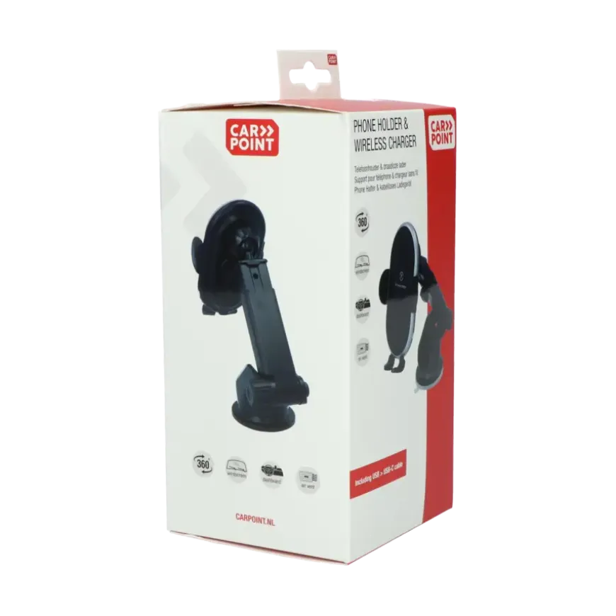 Carpoint 3in1 telefoonhouder auto & Draadloze Qi Lader