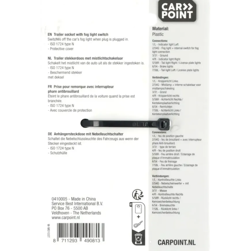 Carpoint 7-Polige Kunststof Stekkerdoos met Mistlampschakeling