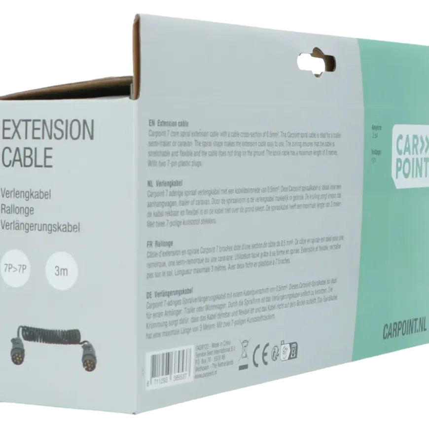 Carpoint spiraal trailer verlengkabel 7p - 7p stekker/stekker