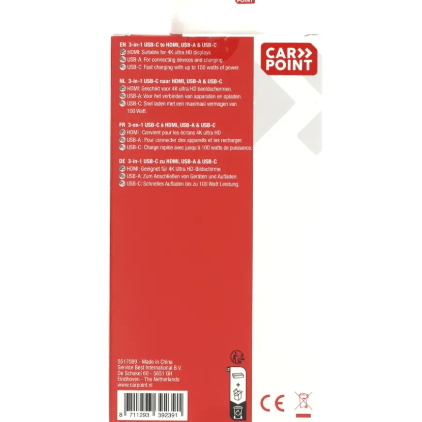 Carpoint USB-C adapter 3 in 1