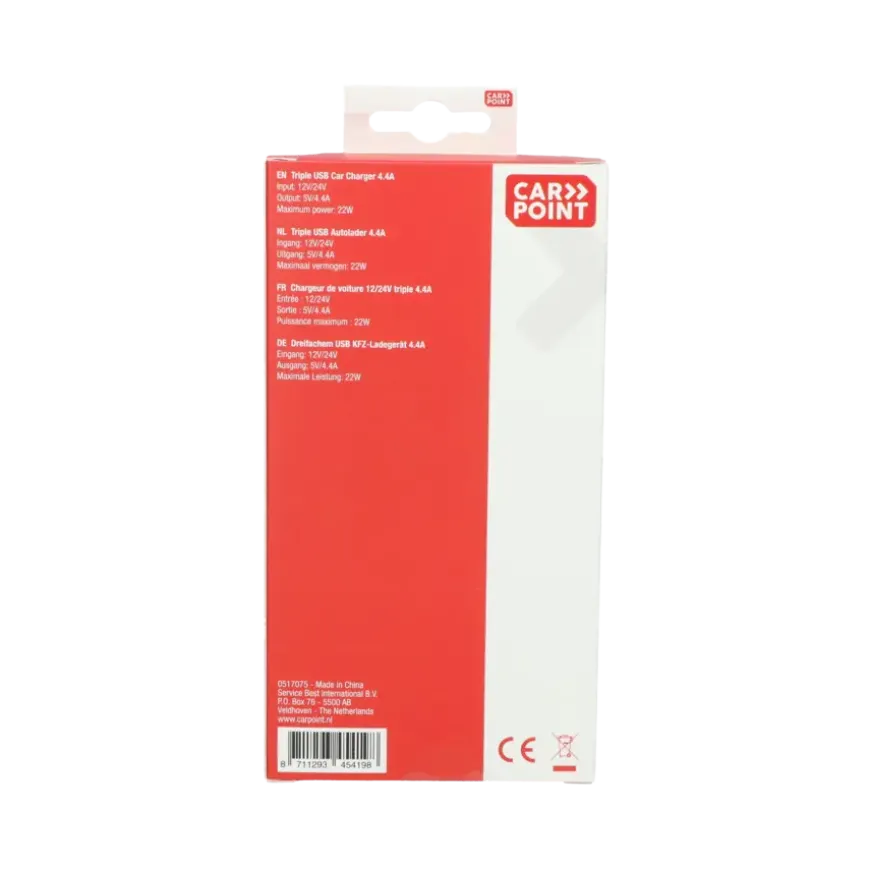 Carpoint 12/24V Triple USB Autolader 4.4A