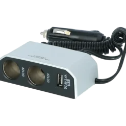 Carpoint 2-weg 12V stekkerdoos 2x12V en 1X USB