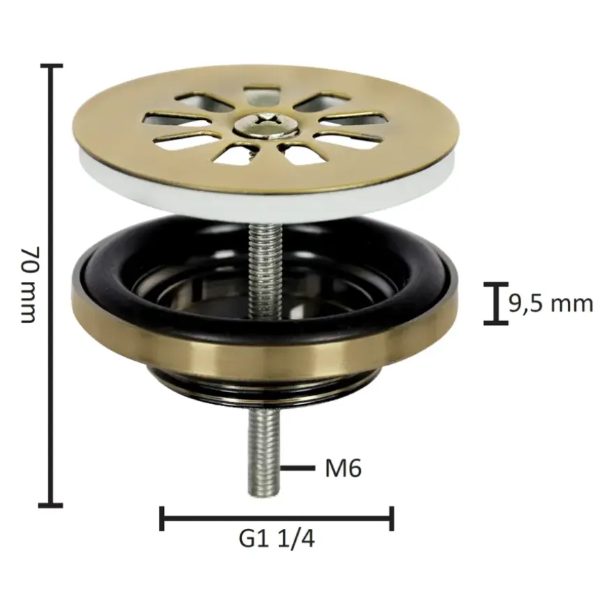 Differnz fonteinafvoerplug mat goud
