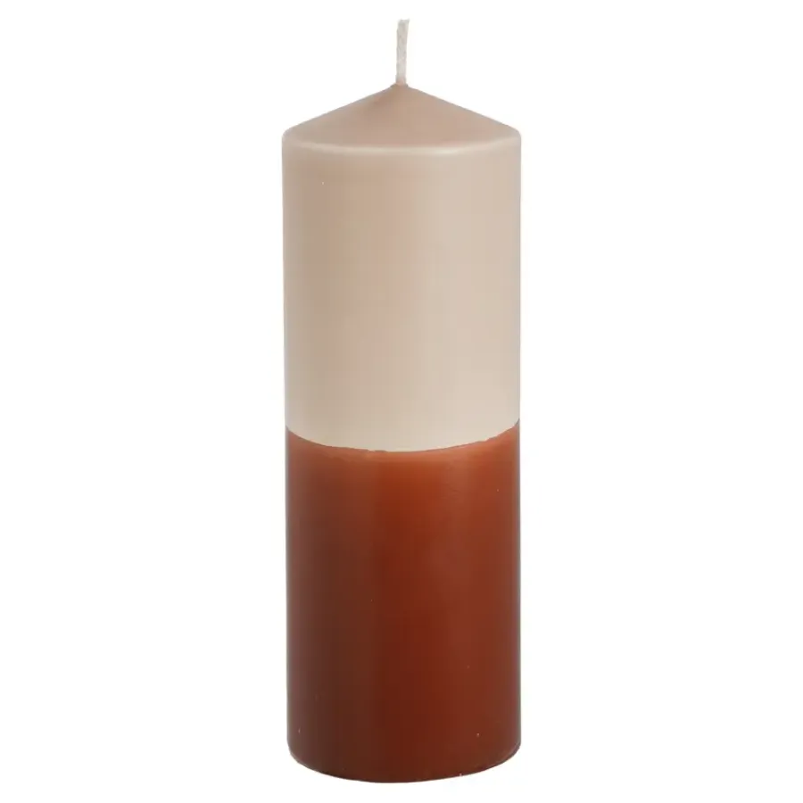 Geen Dip-dye kaars stearine licht roze terra - h20xd7cm