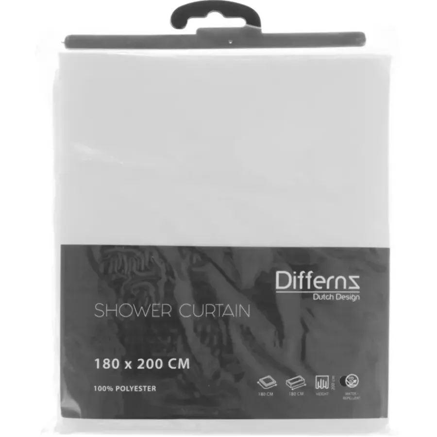 Differnz Douchegordijn polyester wit 180x200cm