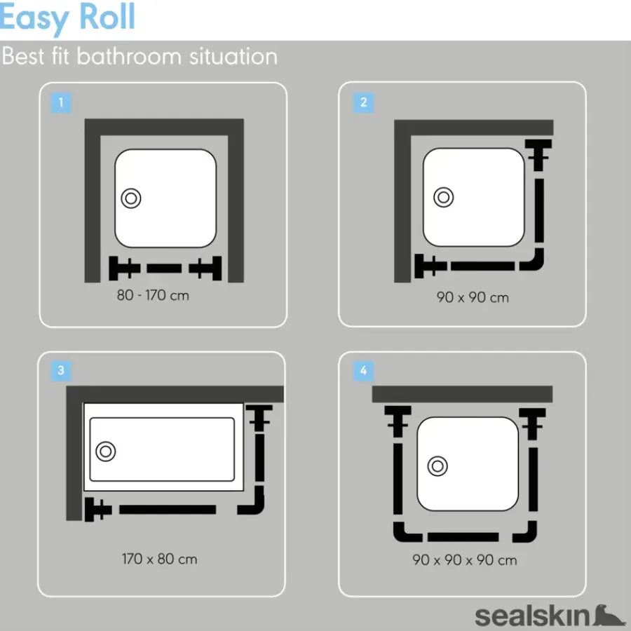 Sealskin Douchestang Easy Roll 90x90x90cm wit