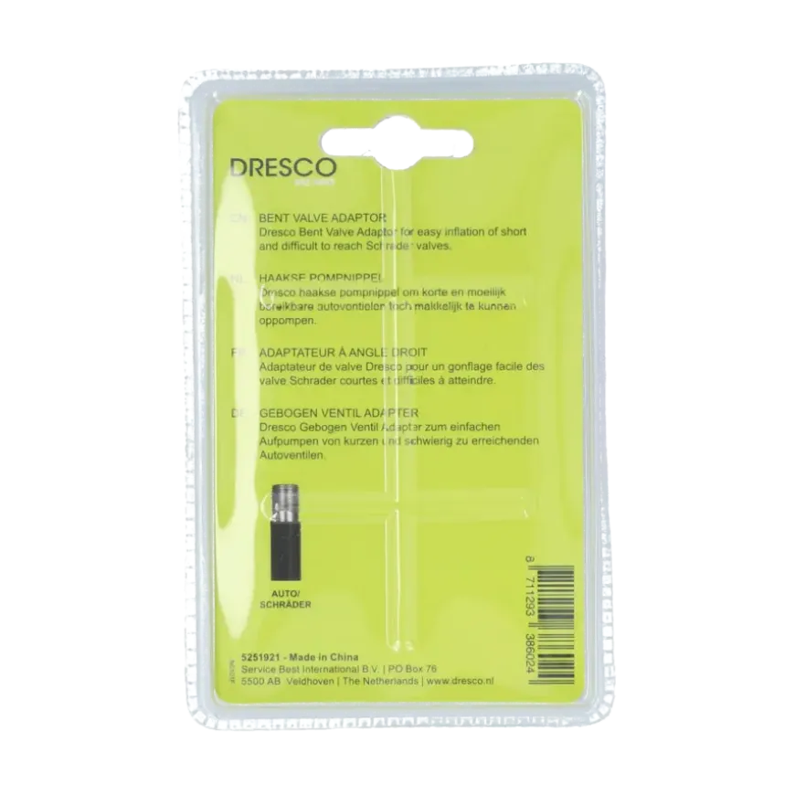 Dresco haakse pompnippel autoventiel
