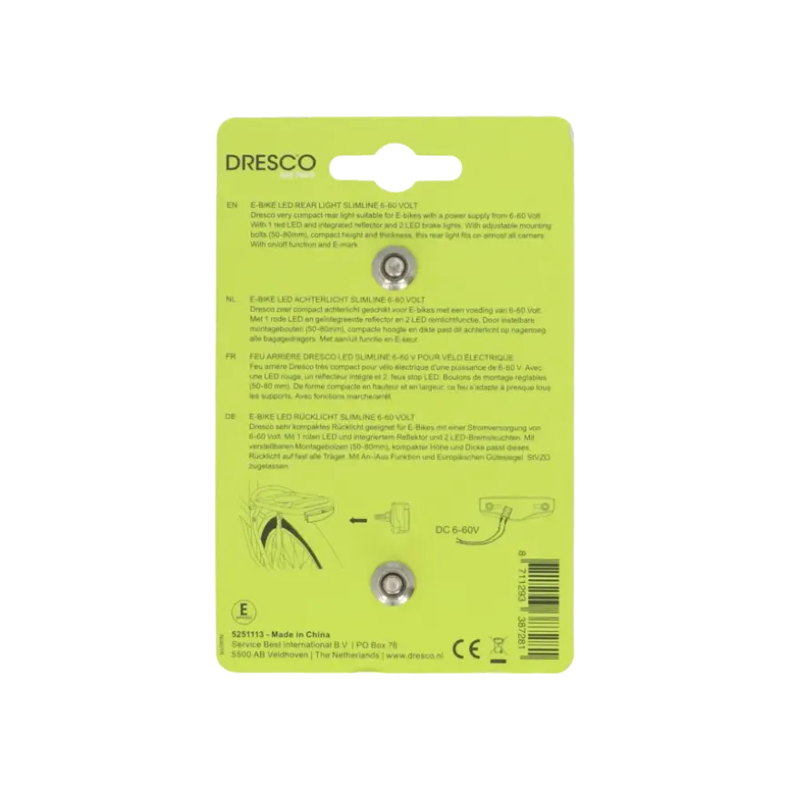 Dresco Slimline achterlicht E-Bike
