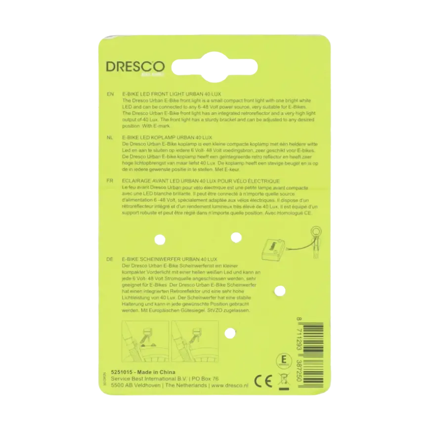 Dresco Urban E-Bike koplamp 40LUX
