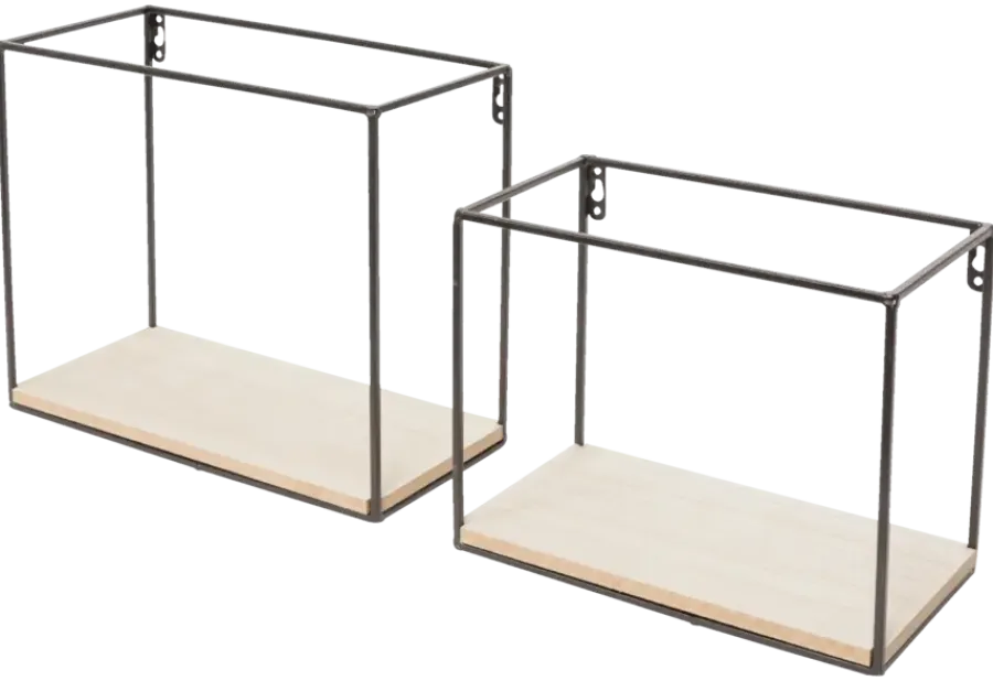 Duraline muur kubussen staal/hout set 2 stuks