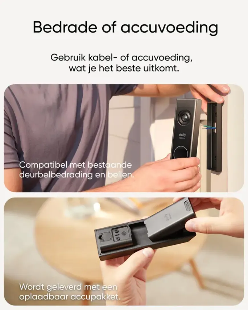 Eufy Video Deurbel E340 2 camera's Zwart Uitbreiding