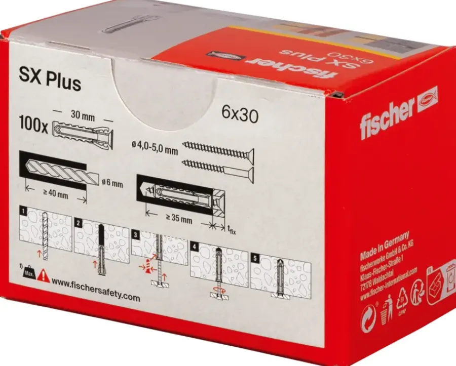 Fischer SX+-plug 6x30mm 100 stuks