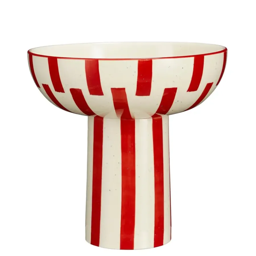 Geen Fruit schaal op standaard rood - h28xd28,5cm