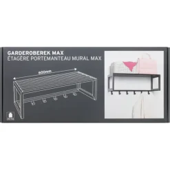 Geen Garderobekapstok 6 haken Max zwart ijzer