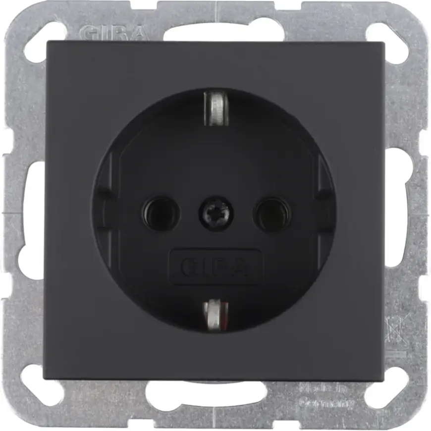 Gira E2 Inbouw Enkel Geaard Stopcontact Mat Zwart