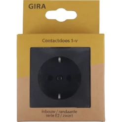 Gira E2 Inbouw Enkel Geaard Stopcontact Mat Zwart