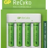 GP Batterijlader 411 + 4x oplaadbare batterijen AAA 850mAh ReCyko + Micro USB-lader