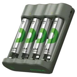 GP Batterijlader 411 + 4x oplaadbare batterijen AAA 850mAh ReCyko + Micro USB-lader