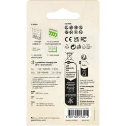 GP Batterijlader + 4x oplaadbare batterijen AA 2100mAh ReCyko + Micro USB-lader