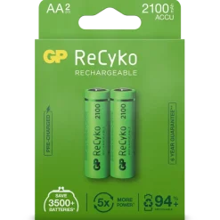 GP Batterij Oplaadbaar AA NiMH 2100mAh ReCyko 1,2V 2 Stuks