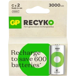 GP Batterij Oplaadbaar C NiMH 3000mAh ReCyko 1,2V 2 Stuks