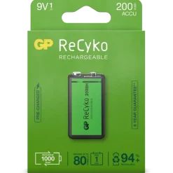 GP Batterij Oplaadbaar 9V NiMH 200mAh ReCyko 8,4V 1 Stuk