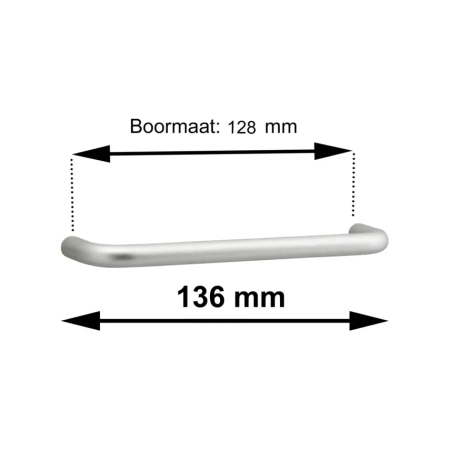 Geen Greep Pascal aluminium 136mm
