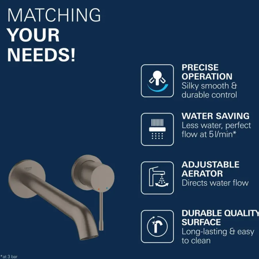 Grohe Colours wastafel inbouwkraan Essence New L 2-gats grafiet