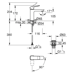 Grohe Dice wastafelmengkraan M-Size Push open Chroom