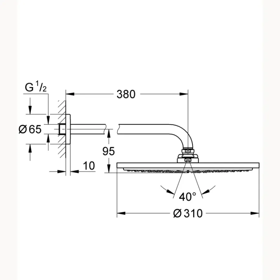 Grohe douchekop Rainshower Cosmopolitan hoofddouche 1 stand ø 31 cm supersteel