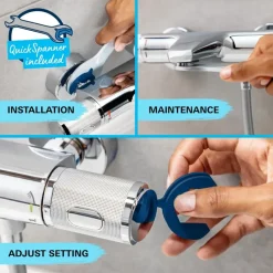 Grohe douchesysteem Vitalio Start 250 met handdouche en thermostaatkraan 2 standen chroom, max. 8,0 L/min bij 3 bar - hartafstand kraan 15 cm