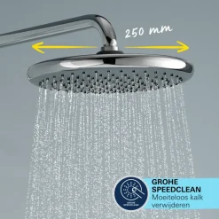 Grohe Douchesysteem Vitalio Start 250 met omstelling Rond, Max. 8,0L/M Bij 3 Bar Chroom - hartafstand kraan 15 cm
