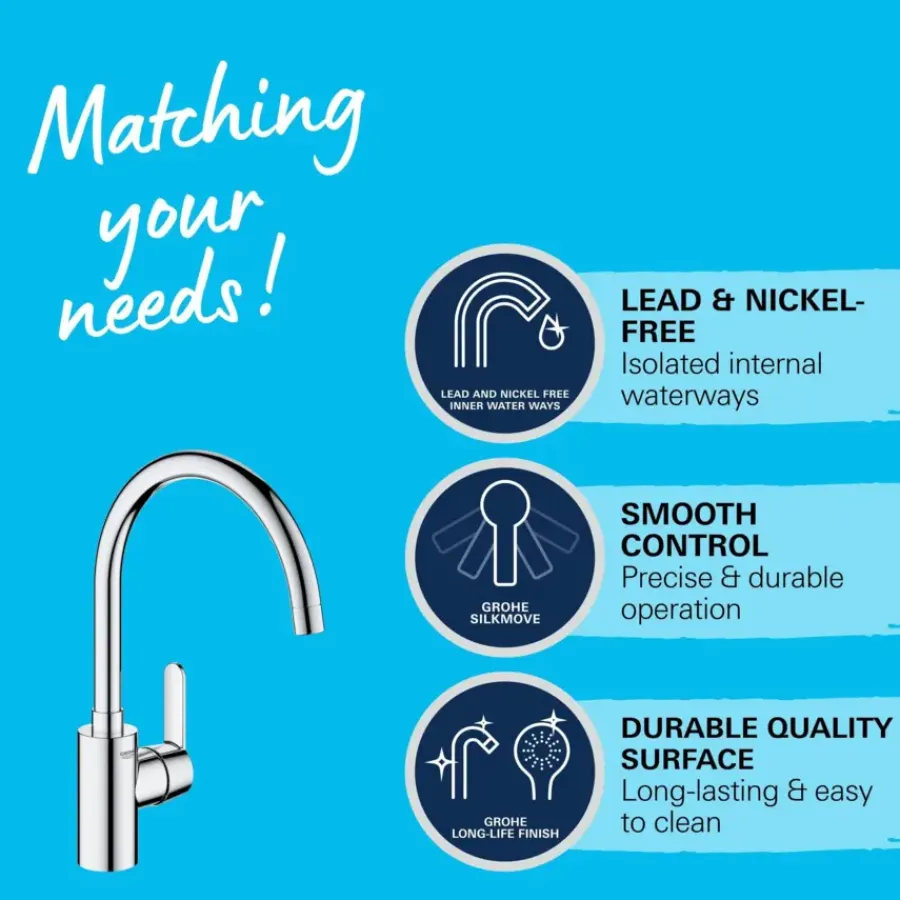 Grohe Get éénhendel keukenkraan met hoge uitloop Chroom