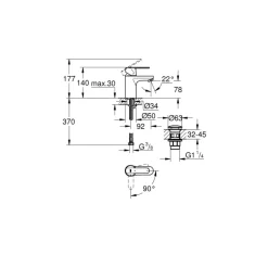 Grohe Get S-size éénhendel wastafelkraan met afvoerplug Wit