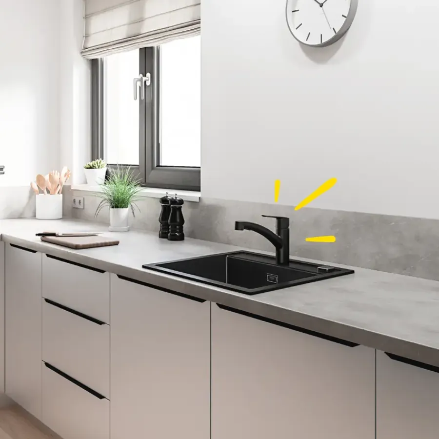 Grohe keukenkraan Quickfix Start uitrekbaar zwart