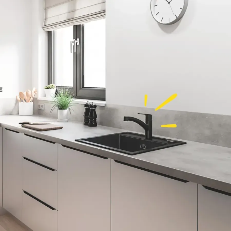 Grohe keukenkraan Quickfix Start uitrekbaar zwart