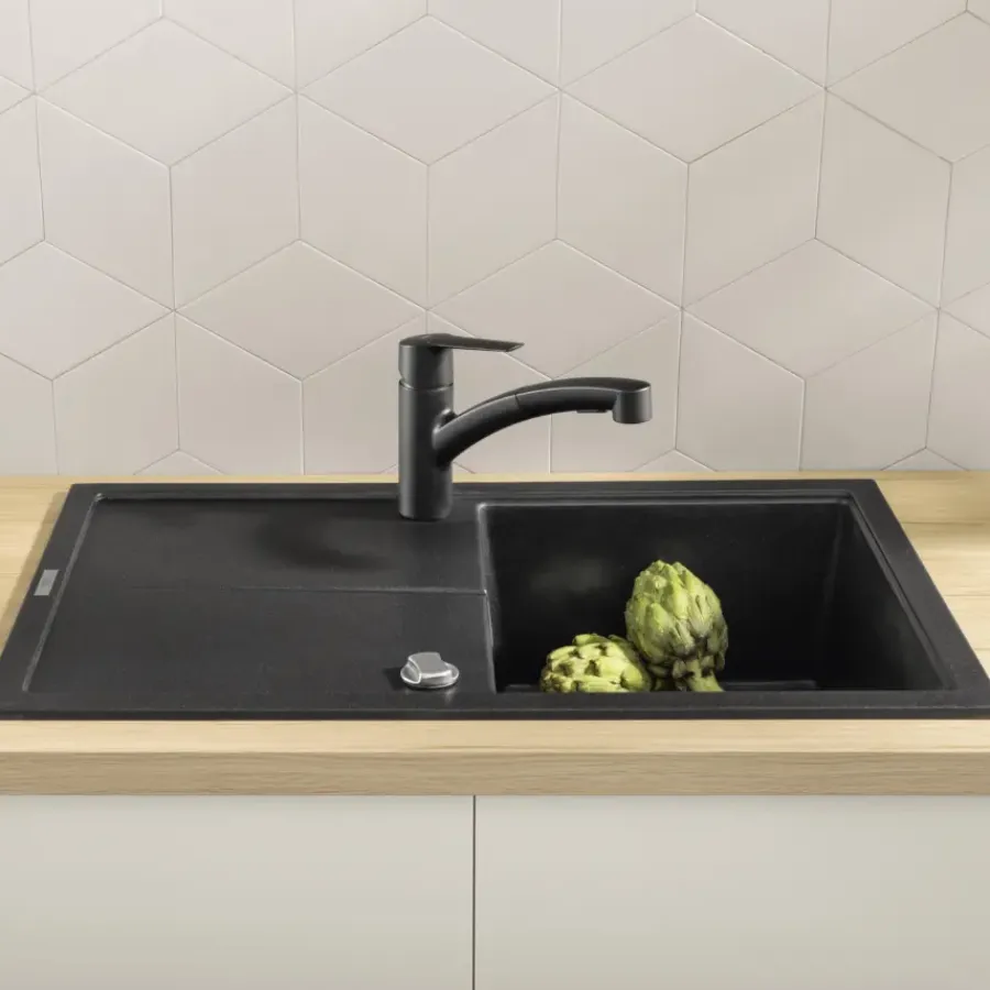 Grohe keukenkraan Quickfix Start uitrekbaar zwart