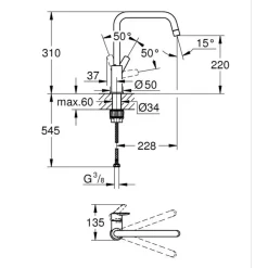 Grohe keukenkraan Start hoge U-uitloop QuickFix supersteel (RVS look)