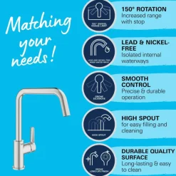 Grohe keukenkraan Start hoge U-uitloop QuickFix supersteel (RVS look)
