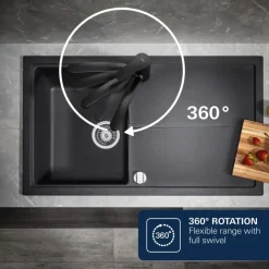 Grohe keukenmengkraan Start Edge hoge uitloop mat zwart