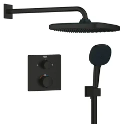 Grohe Precision Thermostat Perfect inbouw douchesysteem met Vitalio Comfort 250 hoofddouche vierkant Mat Zwart