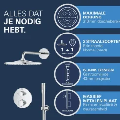 Grohe Precision Thermostat Perfect inbouw douchesysteem met Vitalio Rain Mono 310 hoofddouche rond Chroom