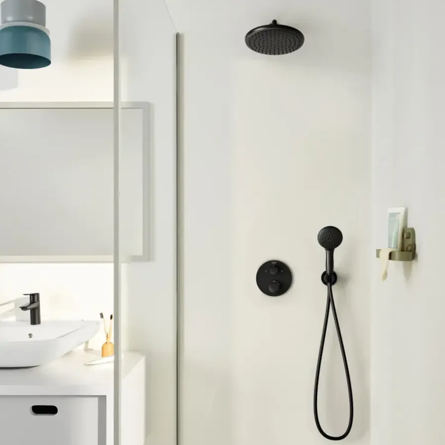 Grohe Precision Thermostat Perfect inbouw douchesysteem met Vitalio Comfort 250 hoofddouche rond Mat Zwart